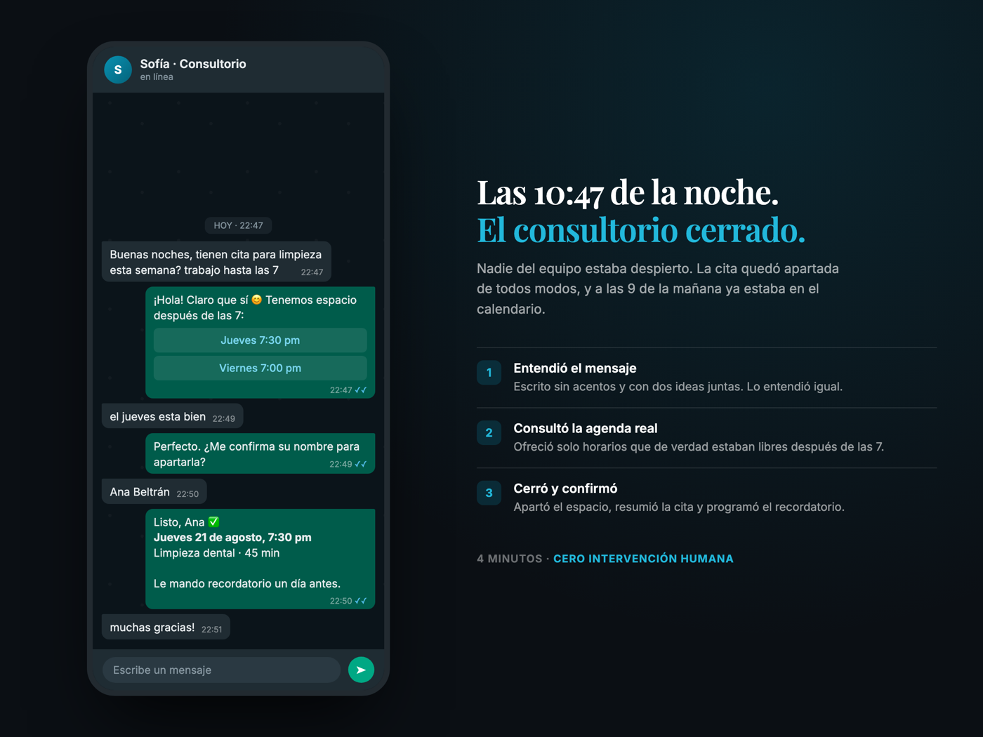 El agente contestando